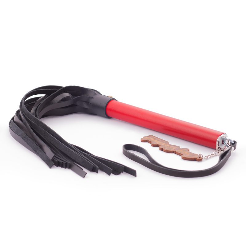 Классическая плеть-многохвостка "Crazy Handmade" черная с красной ручкой 